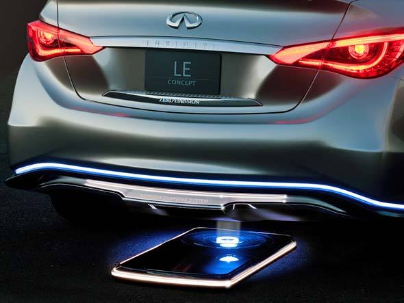 infiniti LE concept elétrico sedã de luxo exposto no salão de nova york 2012 detalhes do sistema de recarga sem fio Infiniti LE concept elétrico sedã de luxo exposto no salão de nova york 2012 detalhes do sistema de recarga sem fio
