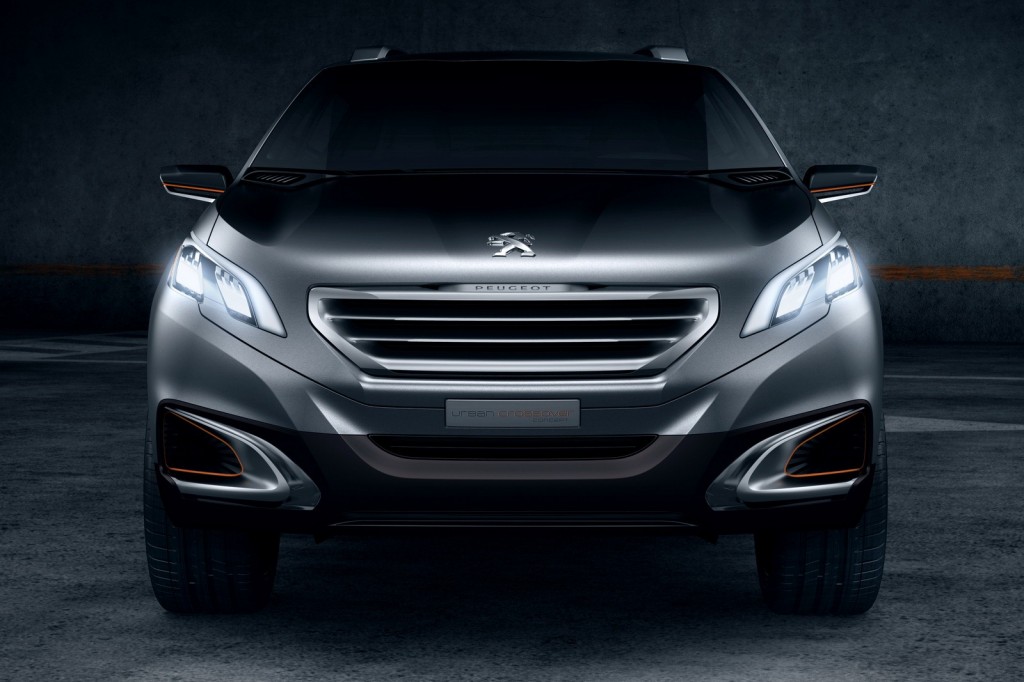 Peugeot urban crossover conceito da marca é exibido no salão de pequim 2012 detalhe da frente 3